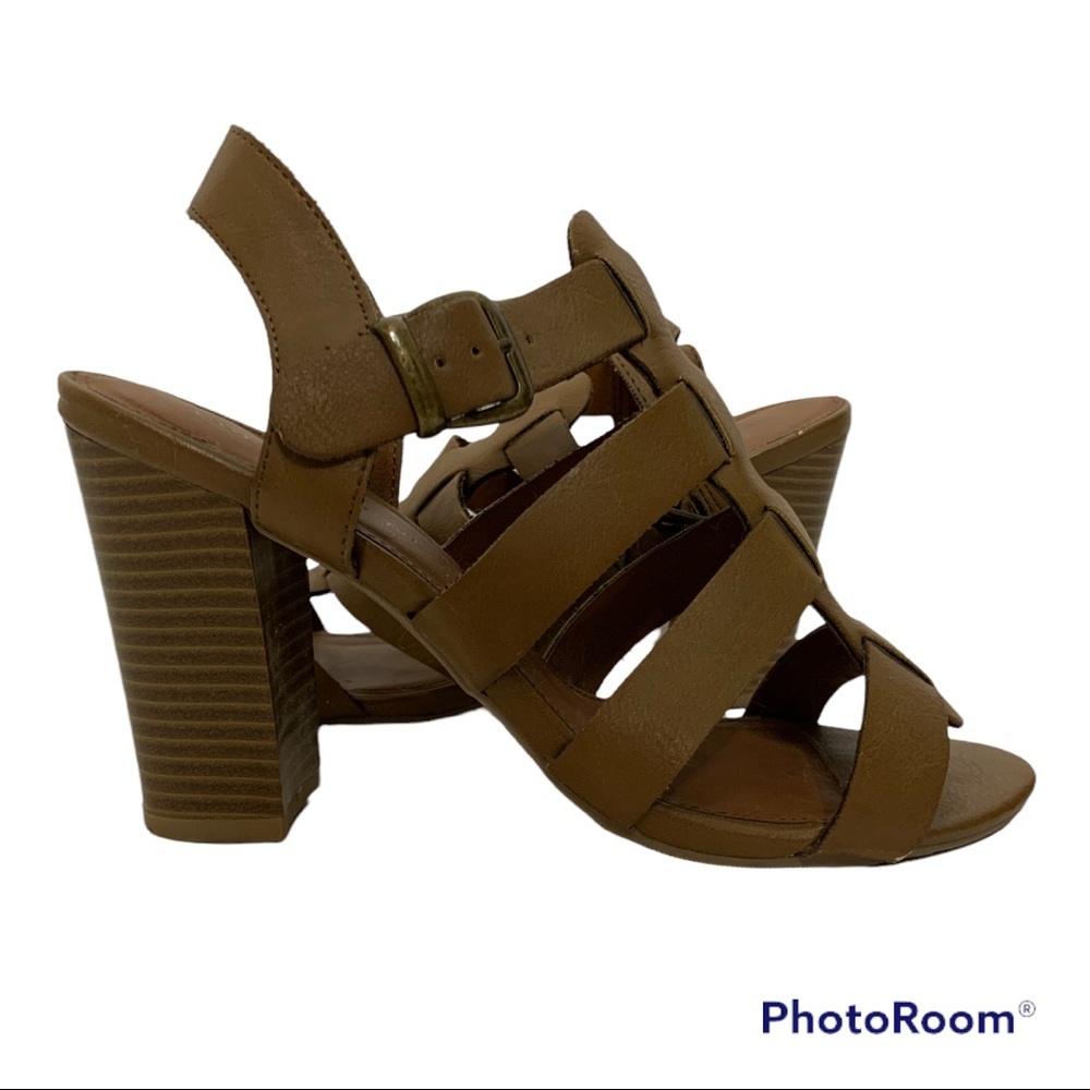 Massani Strappy Brown Block Heel Sandals